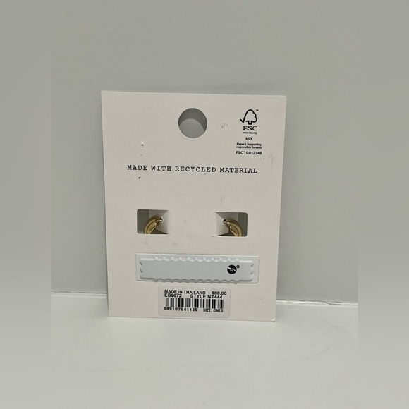 Madewell Demi-Fine Pronged Crystal Huggie Hoop Earrings $88 NEW 14k gold over SS - Picture 5 of 5